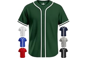 Exxact Sports Blank Baseball Jersey, Unisex Classic Button Down Softball Jersey for Men & Women, Comfortable for All-Day Wear