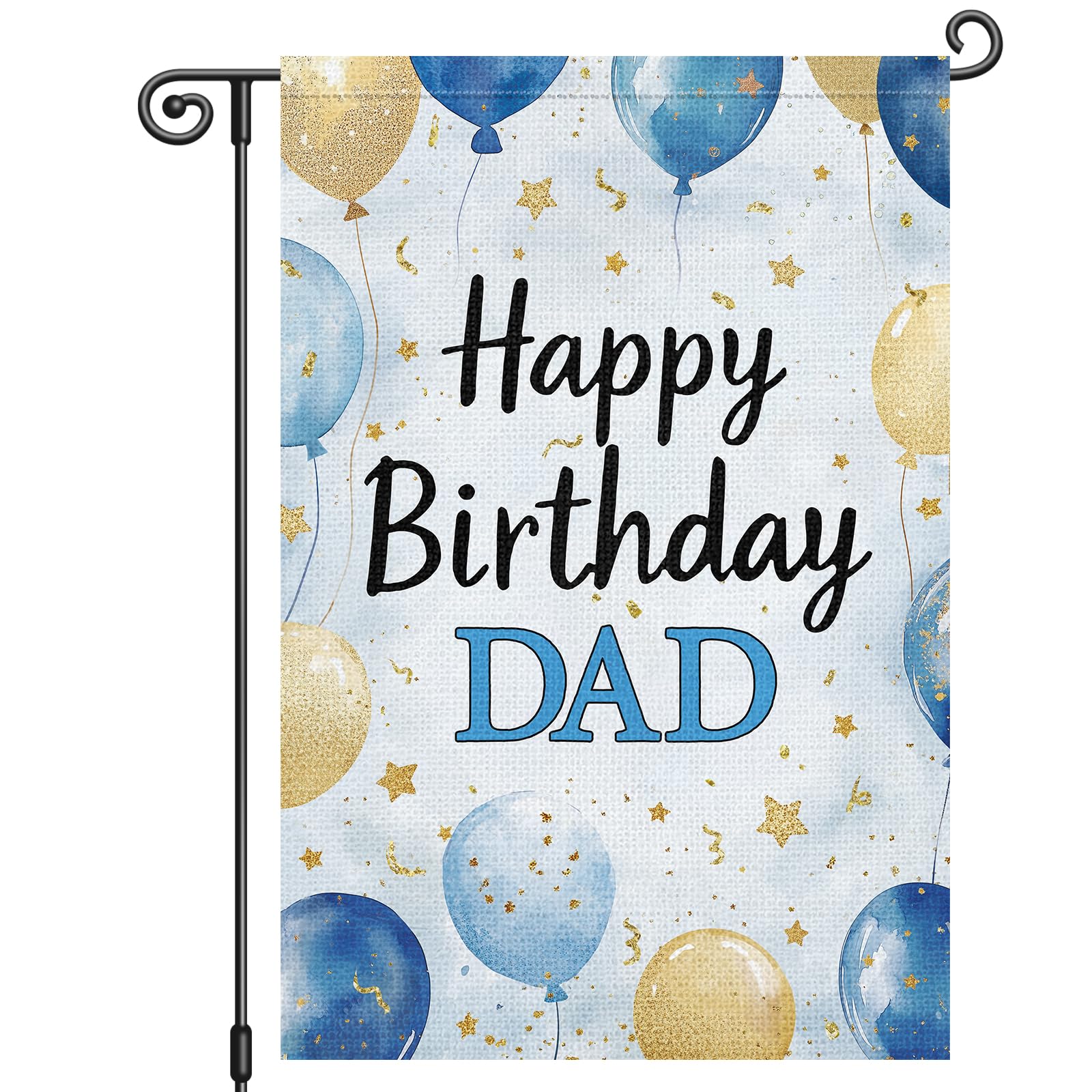 Photo 1 of Louise Maelys Happy Birthday Dad Garden Flag Balloons Welcome 12x18 Inch Double Sided Small Burlap for Daddy Papa Grandpa Cemetery All Seasonal Party Celebrate Yard Outdoor Sign Outside House Decor