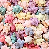 BERMRO 200pcs Acrylic Turtle Beads Ocean Sea Theme Turtle Charms Summer Hawaii Beaded for Jewelry Making Beading Kit Bracelets DIY Supplies (Color Turtle)