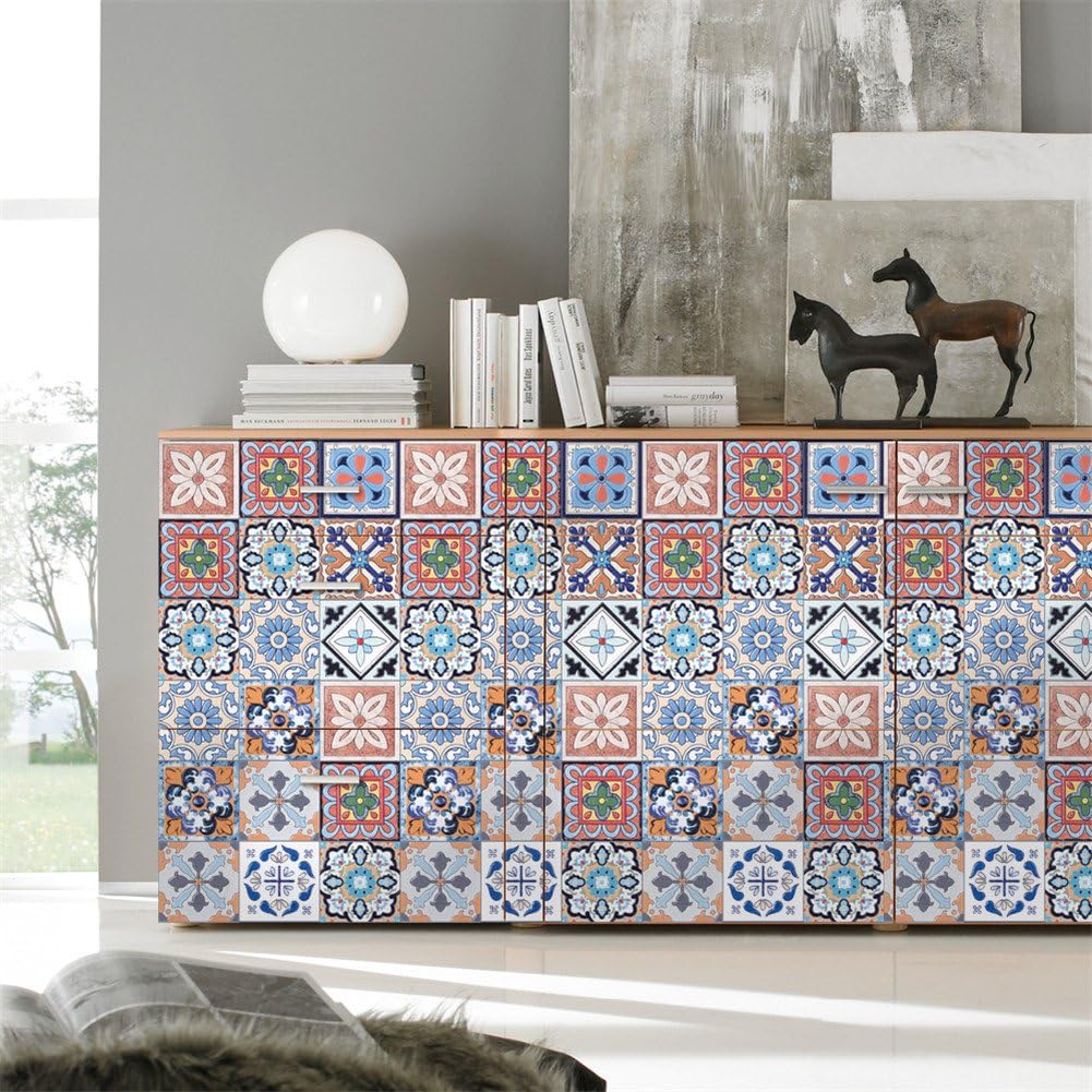 VanBest European Style Imitation Tiles Stickers 3D Creative Floor Decals Wallpaper Home Mural Art DIY Decoration