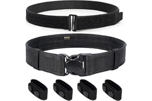 TACNEX 2" Police Duty Gun Belt w/ 4 Keepers Quick Release Inner Belt w/Metal Hook Clasp for Duty Carry Holsters Pouches