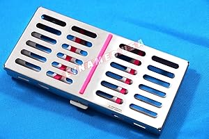 SYNAMED USA New Premium German Stainless Dental Autoclave Sterilization Cassette Rack Box Tray for 7 Instruments Pink
