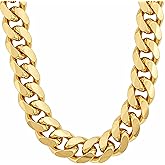 LIFETIME JEWELRY 11mm Gold Cuban Link Chain for Men - 24k Real Gold Necklace Plated - Lifetime Promise - Heavy Duty Clasp - Gold or White Gold