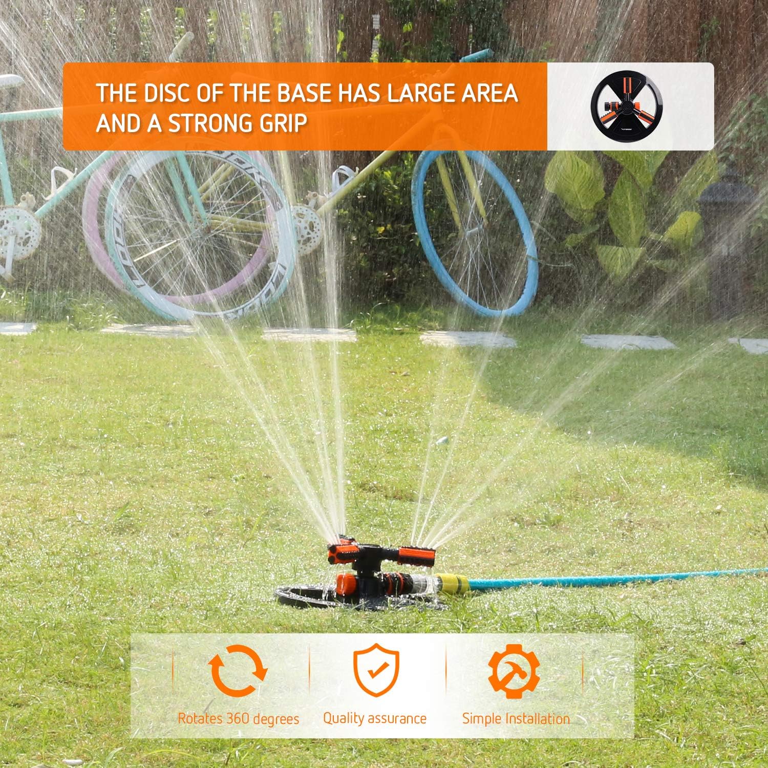 VIVOSUN Garden Sprinkler Adjustable Lawn Irrigation System 360 Degree Rotating Lawn Sprinkler Automatic Garden Water Sprinklers with Hose Quick Connect Adapter : Garden & Outdoor