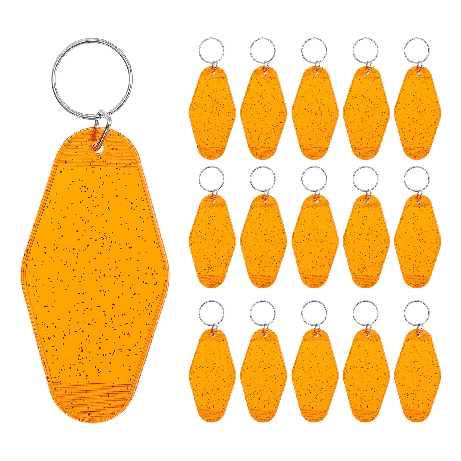 PATIKIL Vintage Motel Keychain, 16 Pack Blank Hotel Keychains Rhombus Retro Key Tag for DIY Crafts Ornament Backpack Luggage Labels Tags, Clear Orange with Spots — image 1