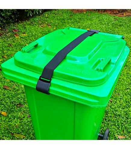 ZONDER® Trash Can Lock | Bungee Cord Outdoor Trash Can Lock For Raccoons Animals | Neat Yard | Bear Garbage Bin Lock - Ease Of Use - Durable - Single Pack