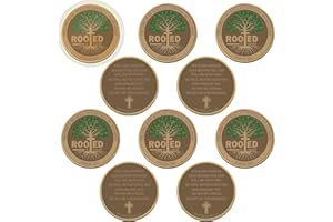 Aurelema 10 Pcs Christian Coin Rooted in Christ Coin The Lord is My Rock Tokens Coins Funny Christian Gifts Pocket Token for Prayer(Distinct)