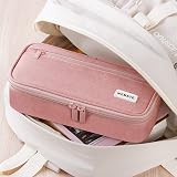 WEMATE Large Pencil Case 9x4.3x2.4in 5 Compartments Canvas Pink view 7