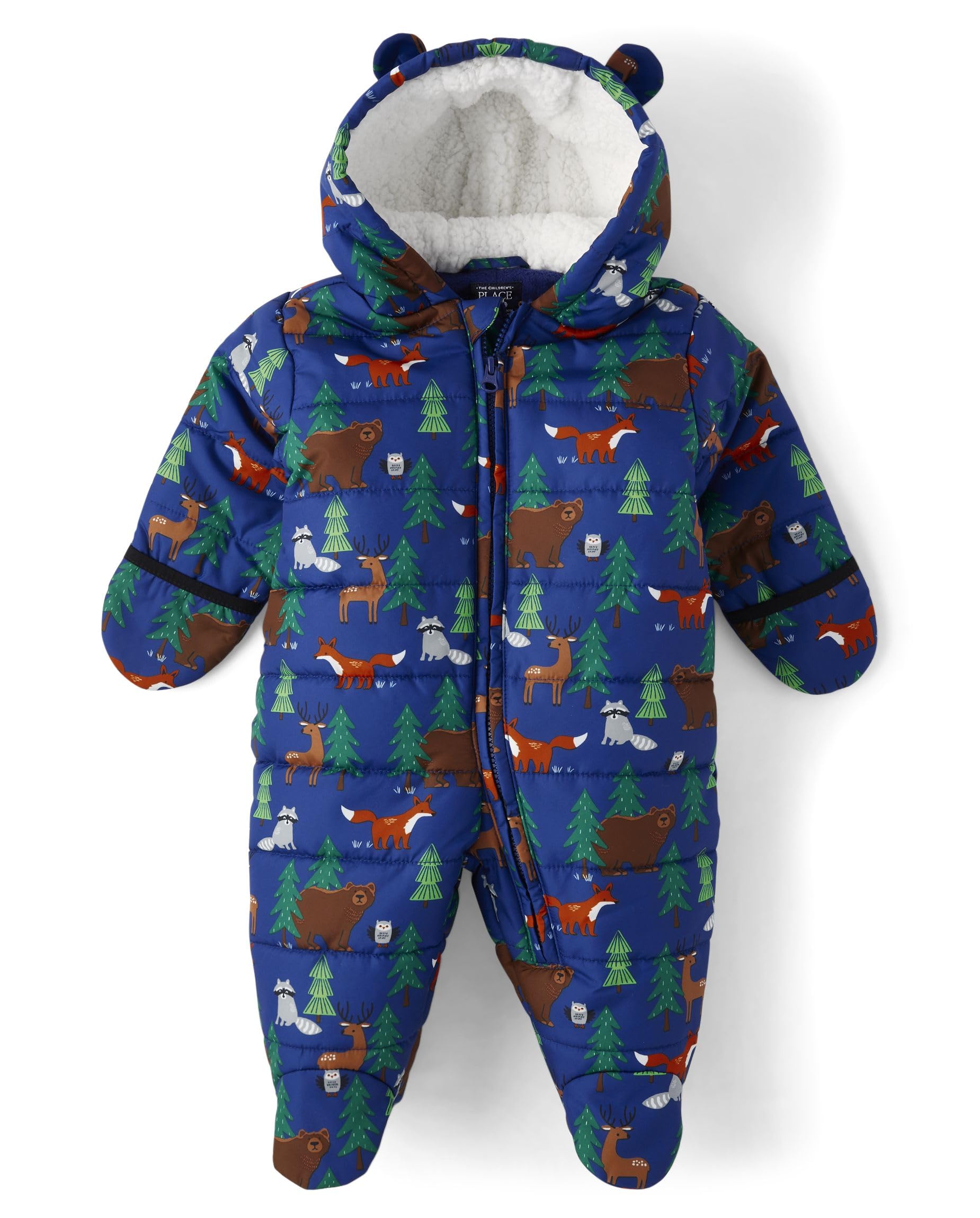 The Children's Place,Baby Boys,and Newborn Fleece Hoodie Zip Front Bunting Snowsuit,Galactic,0 Months,3 Months Image