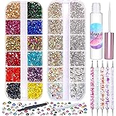 5608Pcs Makeup Rhinestones with Face Glue, Flatback Colorful Face Gems Crystal AB&amp;Clear Eye Jewels with Pickup Dotting Tools for Eye, Body Makeup, Nail Art and DIY Crafts
