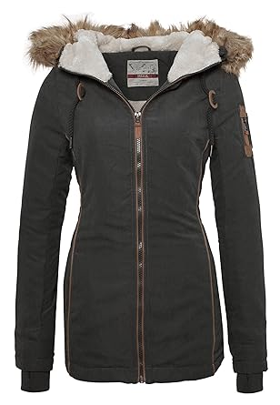 Urban Surface Damen Winterjacke | Weich gefütterte Jacke mit Kunstfell-Kapuze & Teddyfell Innenfutter