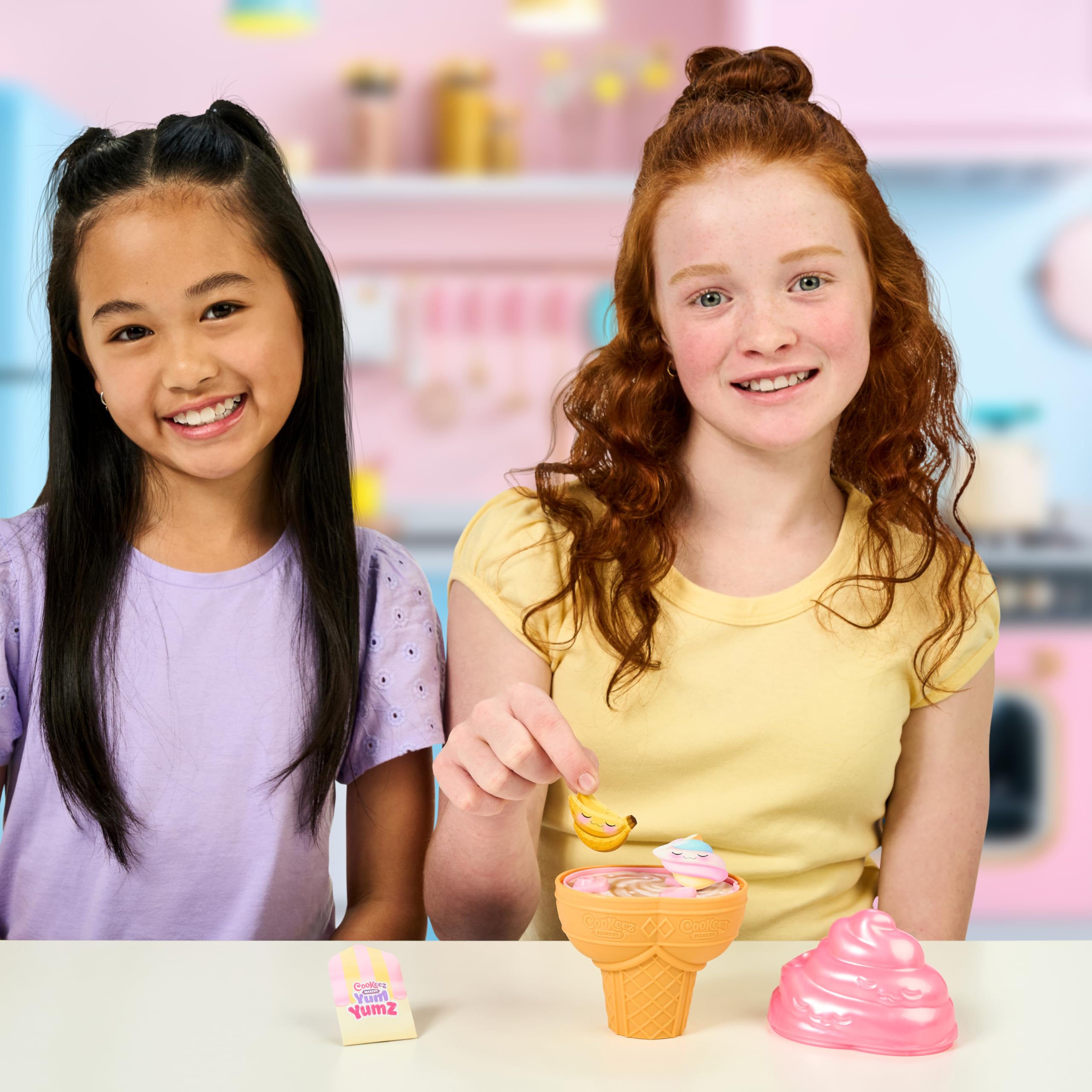 Cookeez Makery Yum Yumz Twin Pack, Full of Fun and Full of Yum! Add Ingredients & Discover 2 Super-Cute Scented Surprise Plush Pets Inside an Ice Cream Cone You Can Customize - Styles May Vary