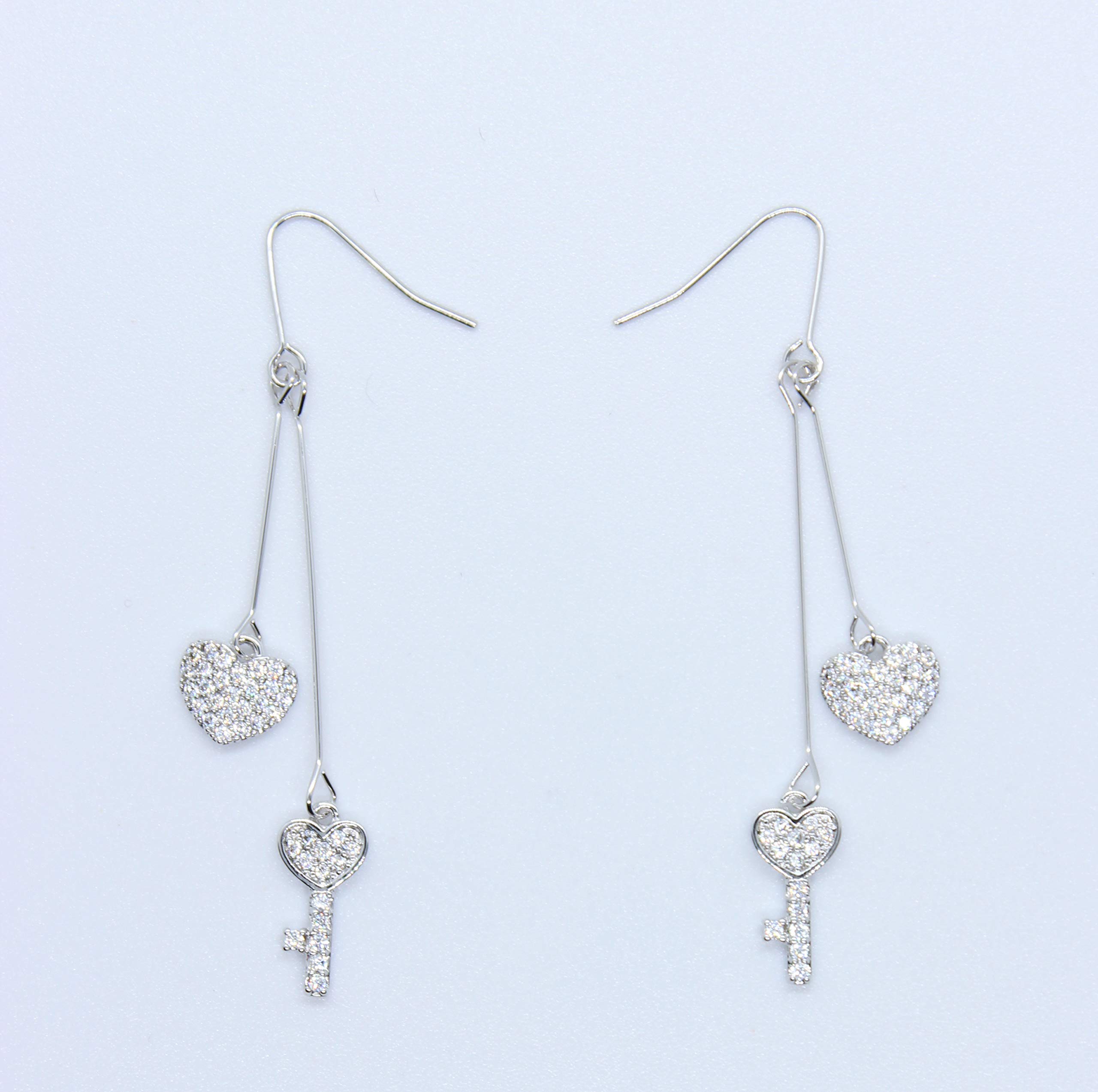 Goddess Area 925 Sterling Silver Hoop Earrings,Round Hoop Earrings for Women,Girls\' Gifts (Heart Key)