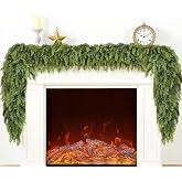 Giauma 9FT Double Fullness Artificial Christmas Cedar Garland 280 Branches | Thick Soft Green Faux Winter Green Pine Garlands for Mantle Fireplace Table Indoor Outdoor Xmas Holiday Home Decoration