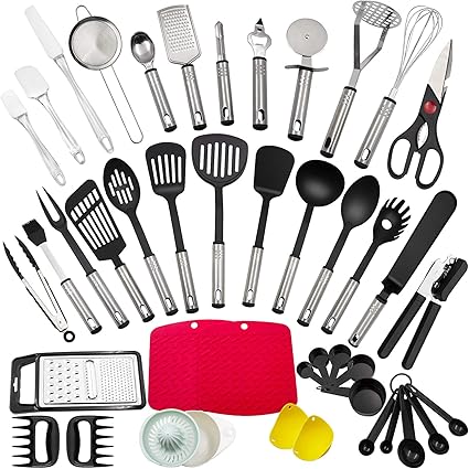 Amazon キッチン用品セット 44ピース 調理器具 ステンレススチールとナイロン製 トング スパチュラ ターナー スプーン ふるい キッチン 調理器具 qツール Ayaoqiang ツールセット