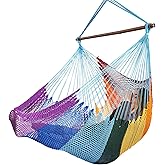 Large Hammock Chair,Caribbean Hammock Chair with Spreader Bar,Large Hammock Swing Chair,Rope Hanging Chair for Indoor/Outdoor/Backyard/Living Room, Max 300 LBS