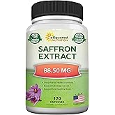 aSquared Nutrition Saffron Supplements - 120 Capsules - Saffron Extract Supplement Pills for Energy, Focus and Mood - Pure Saffron Alternative to Powder, Tea, Threads & Gummies