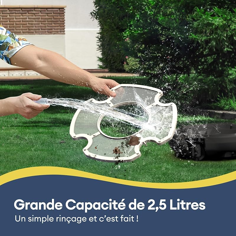 Pooleco 10 Robot Piscine sans Fil, Autonomie 90 Min, Capacité 2,5 L, Double Moteur, Convient aux Piscines Hors Sol et Enterrées Jusqu’à 80㎡
