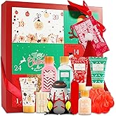 Christmas Advent Calendar 2025, 12 Days of Holiday Advent Calendar for Women, BODY & EARTH Spa Gift Baskets with Snowman Bath Bomb, Scented Candle, Christmas Hat, New Year Bath Set for Women