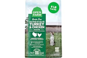 Open Farm, Grain Free Dry Cat Food, High-Protein Kibble for a Complete & Balanced Diet, Non-GMO Fruits & Vegetables, Prebiotic Fibers to Support Digestion, Homestead Turkey & Chicken Recipe, 8lb Bag