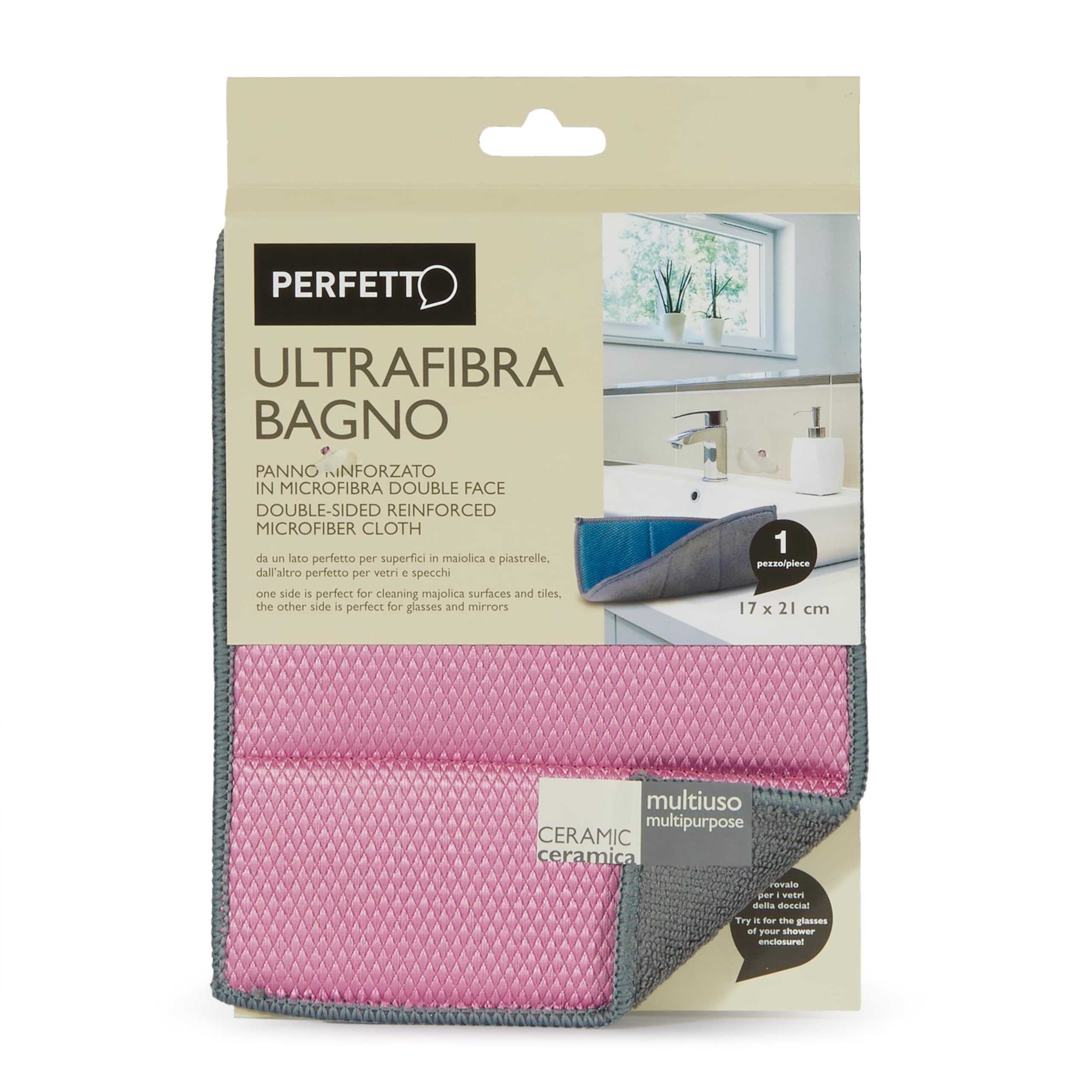 Perfetto Microfibre Cloth Ultrafibre Bath Dimension- 17 x 21 Cm, Fabric, Avio/Cipria, One Size