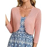 GRACE KARIN Womens 2026 Bolero Shrug 3/4 Sleeve Crochet Cropped Cardigan Open Front Knit Shrugs for Dresses