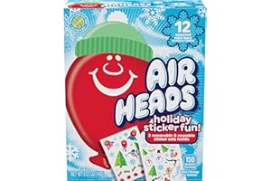 Airheads Winter Holiday Sticker Book With 12 Mini Bars, Sticker Sheet, Stocking Stuffers, Christmas Gifts, Party