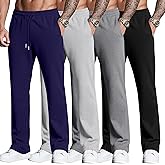 Neer 4 Pack Men's Sweatpants Joggers with Pockets Open Bottom Gym Athletic Pants Baggy Workout Casual Running Clothing