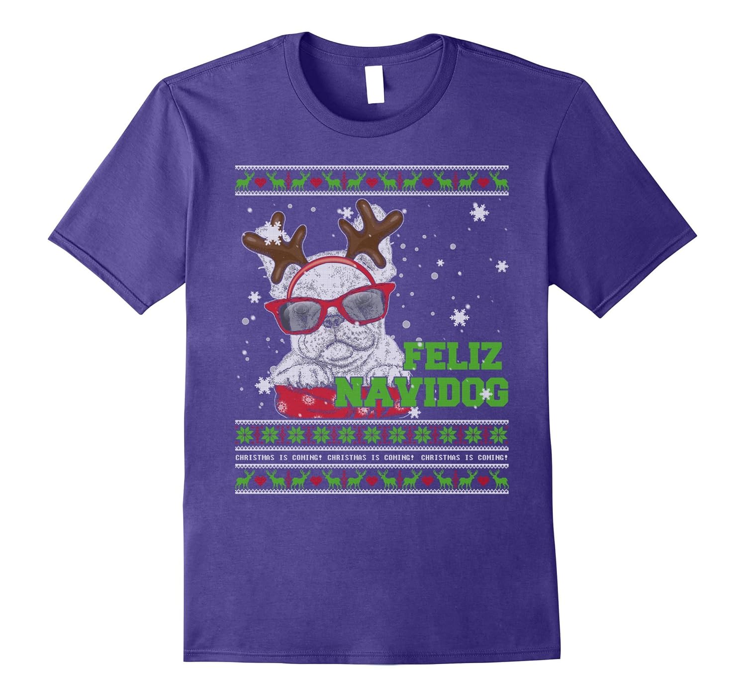 French Bulldog Christmas FELIZ NAVIDOG Tshirt for dog lover-ANZ