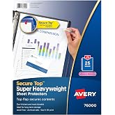 Avery&reg; Diamond Clear Top Sheet Protectors, Super Heavyweight Page Protectors for 3 Ring Binder, Clear Binder Sheet, 25 Count (76000)
