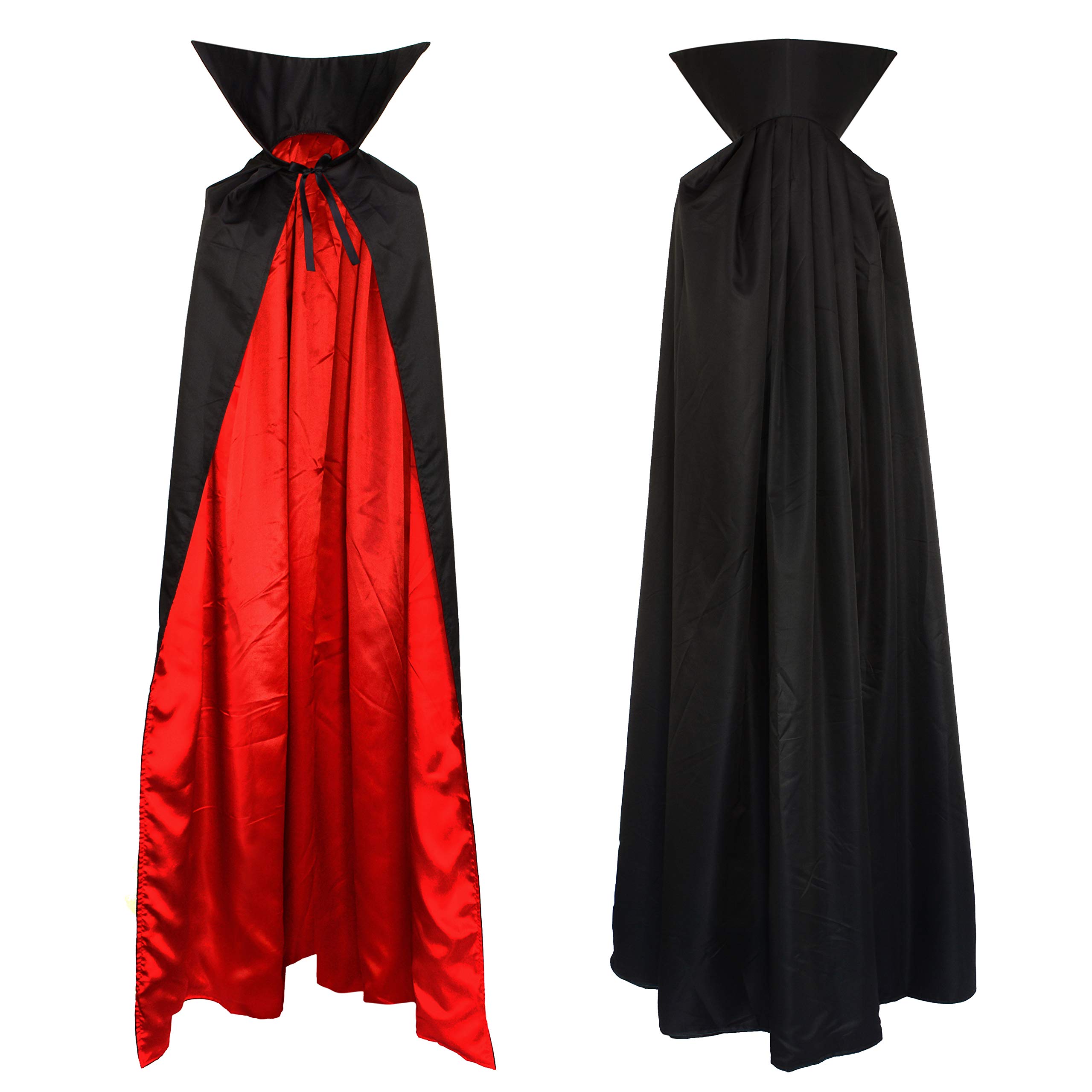 papapanda Vampire Cape Cloak Black Red Stand Collar Adults 1,6m