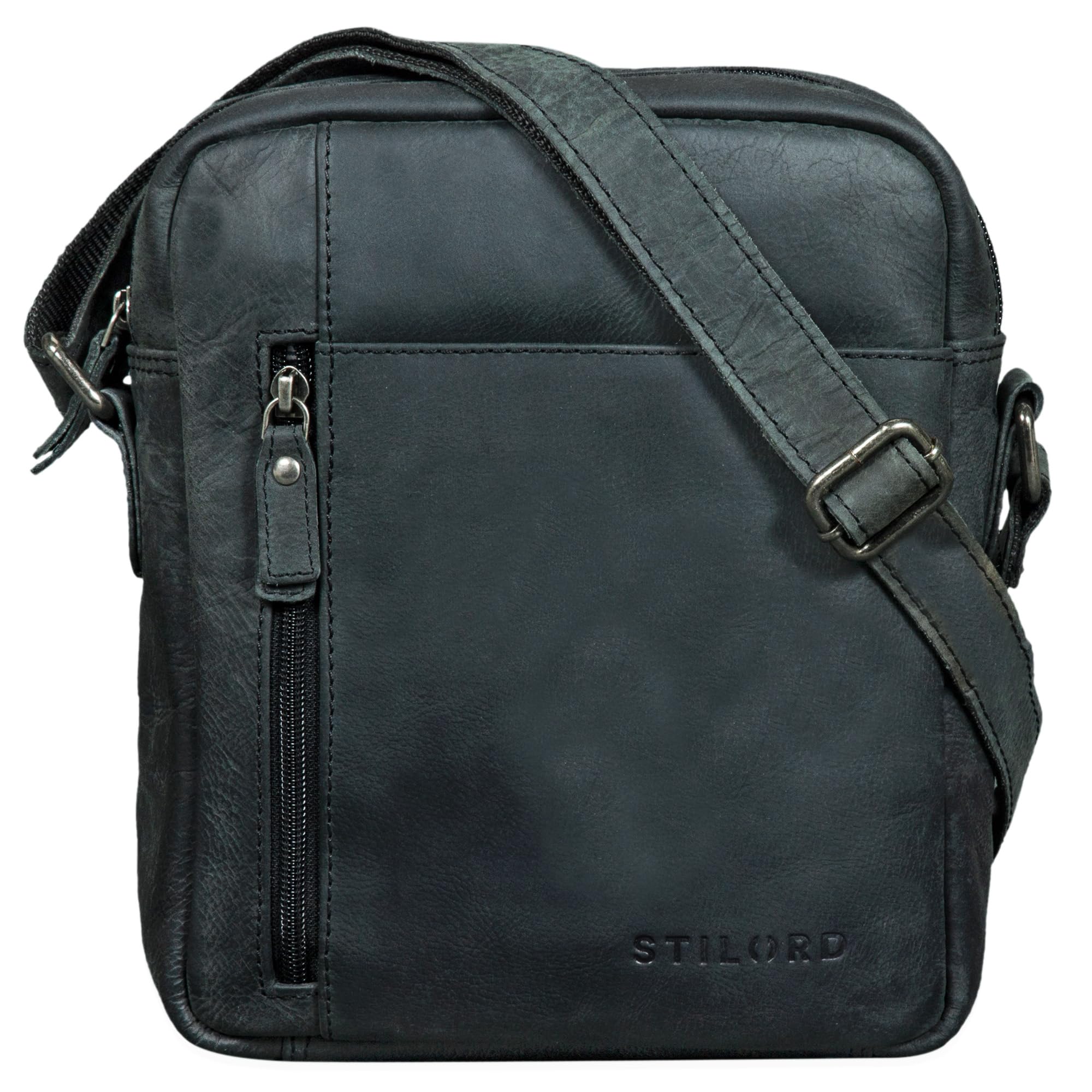 STILORD "Quentin" Small Leather Bag Men Shoulder Bag for iPad 10.1 inch Cross-Body Bag Messenger Bag Vintage Genuine Leather Colour:Anthracite