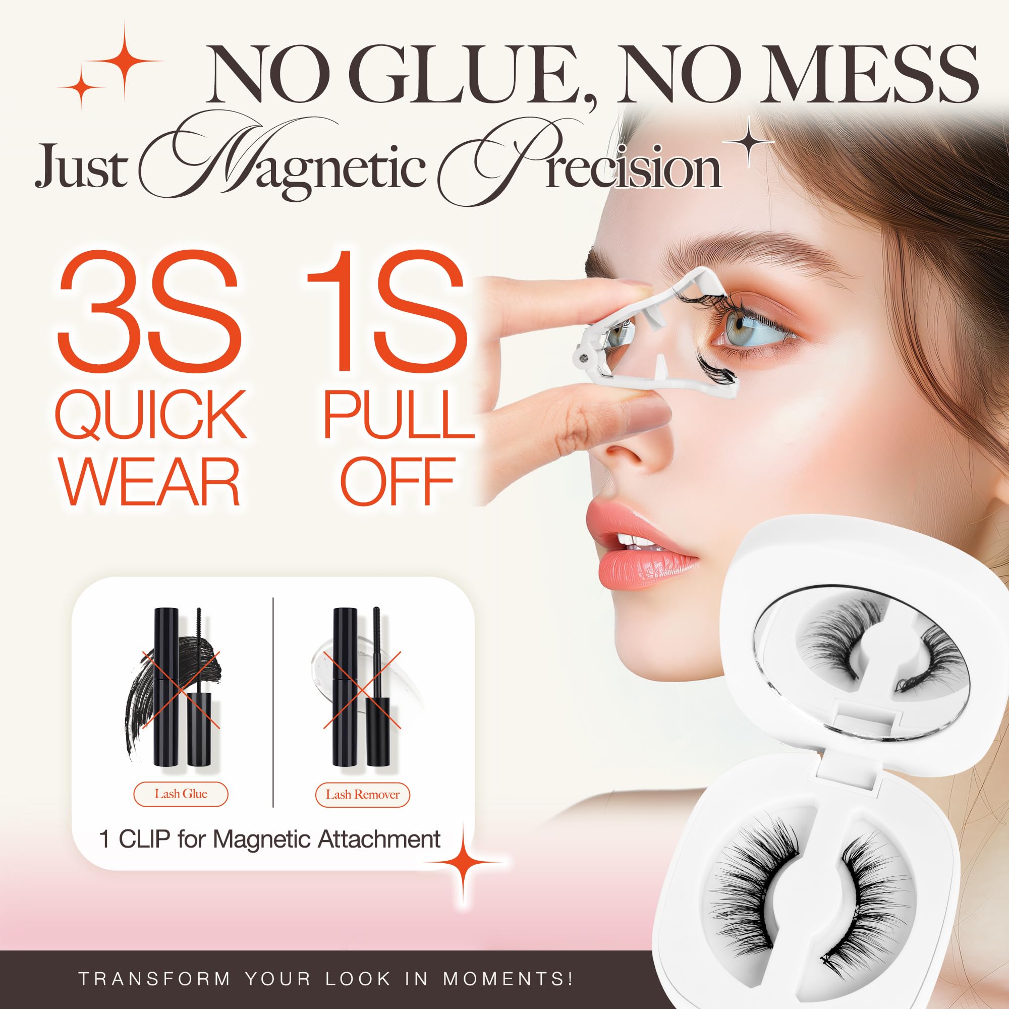 LASHVIEW Upgrade Magnetic Eyelashes with Applicator Reusable Soft Magnetic Eyelashes Natural Look No Glue Needed Lashes Kit Easy to Wear and Remove(A02)