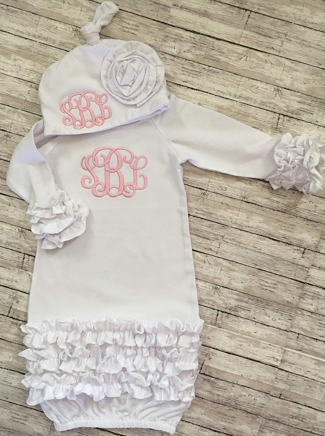 ruffle newborn gown