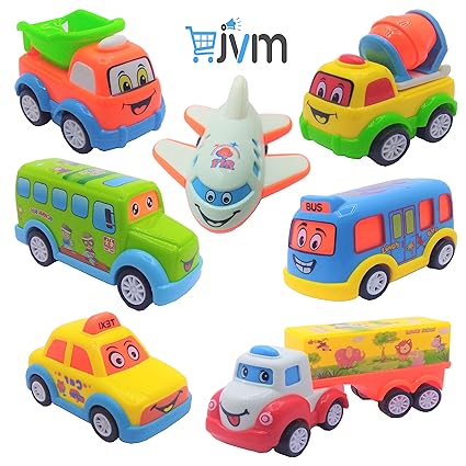 JVM Unbreakable Pull Back Car Truck Toy Set for Kids
