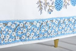 Ridhi -Lapis Blue Cotton Tablecloth, Handblock