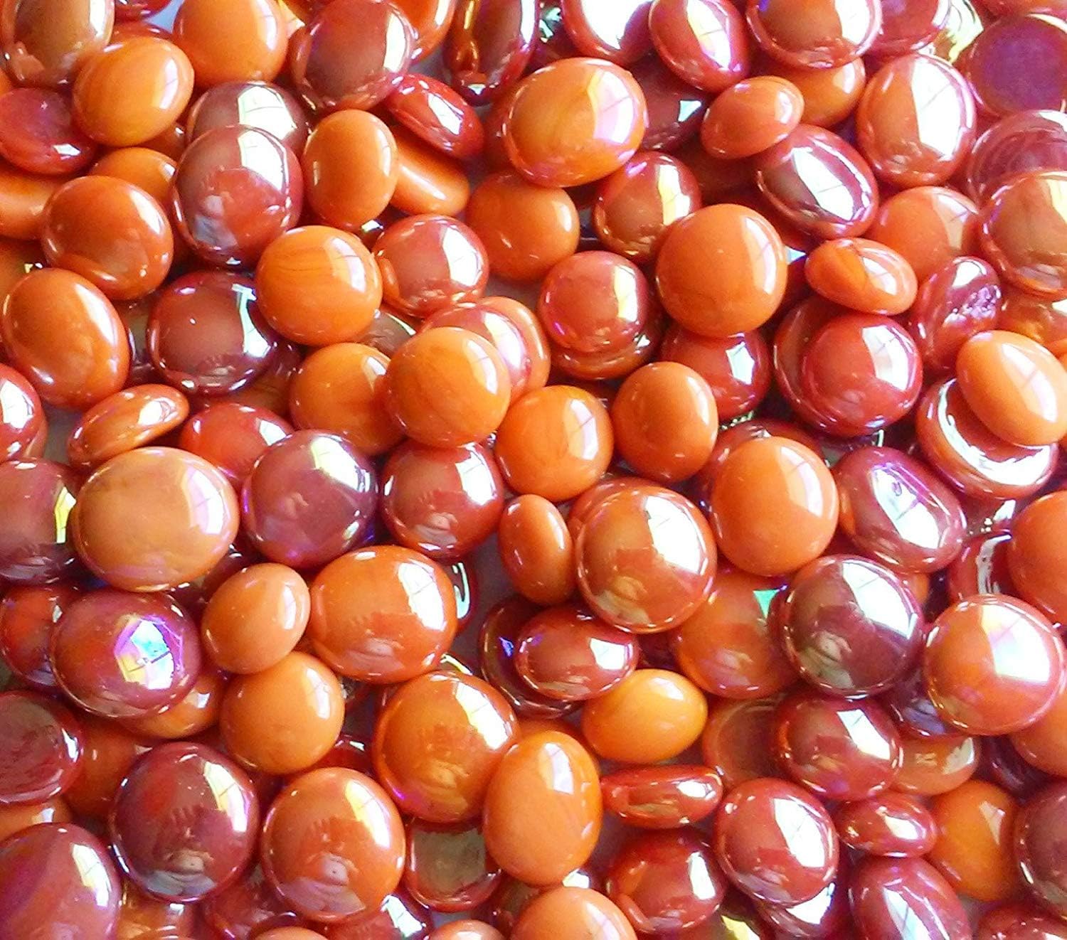 Vase Fillers - Creative Stuff Glass - 1 Lb - Halloween Mix Opal Orange & Red Iridescent Mix Glass Gems - Vase Fillers