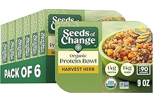 SEEDS OF CHANGE Organic High Protein Bowl Harvest Herb, Prepared Entrée, Microwave in 90 Seconds, 9 oz (Pack of 6)
