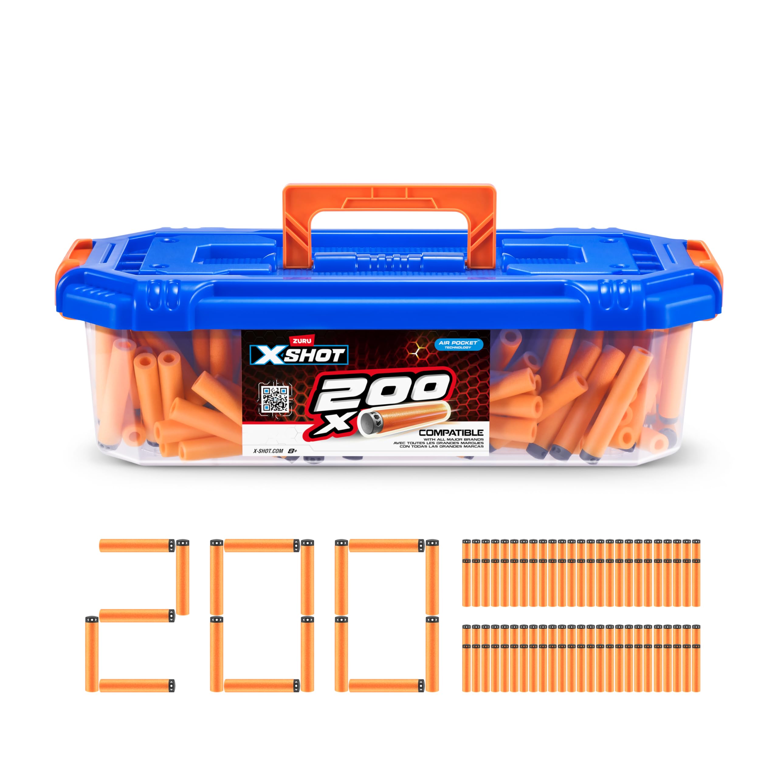 XSHOT Excel Universally Compatible Foam Darts Refill Dart Tub-Carry Case (200 Darts)