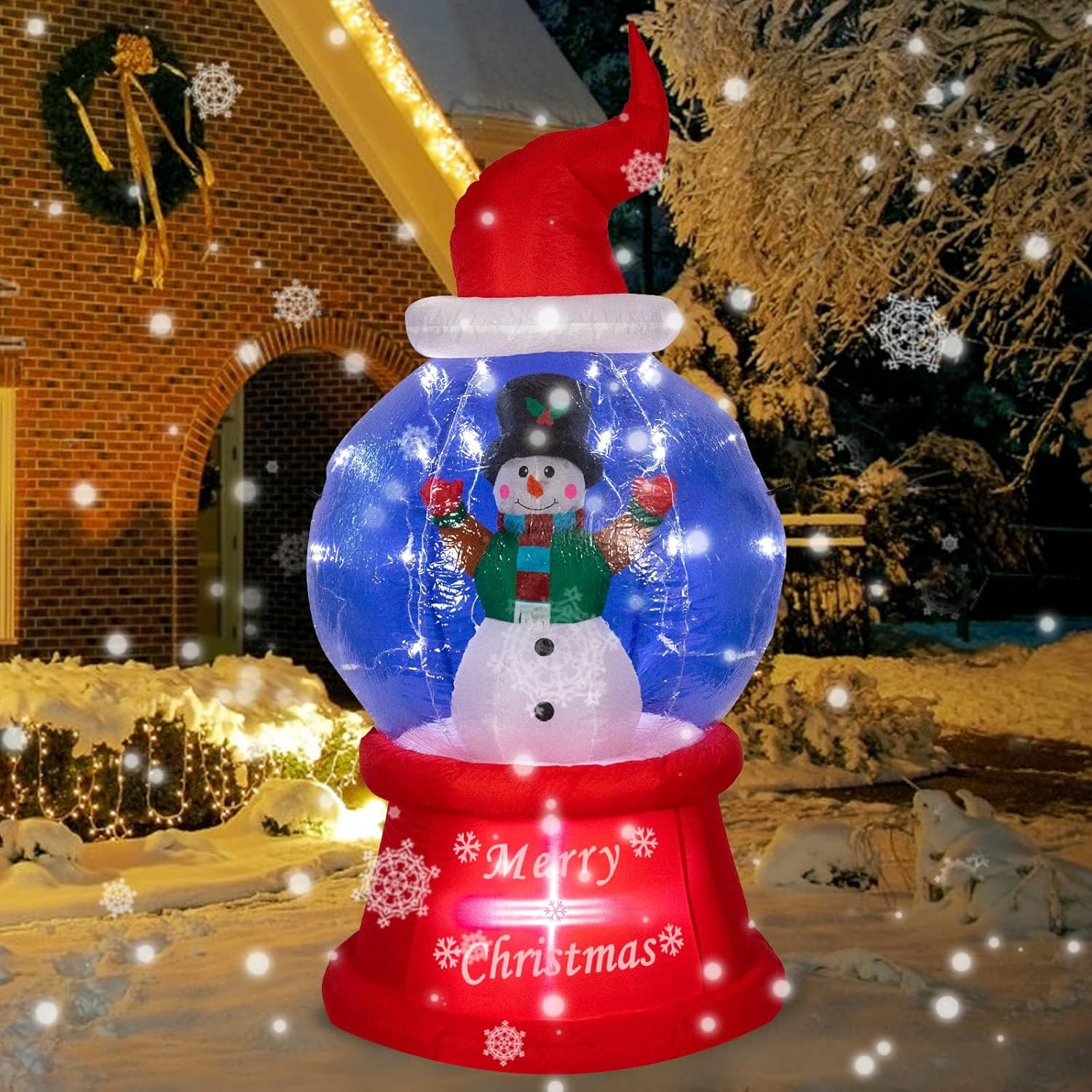 Snow Globes - Vigdur Christmas Inflatables Snow Globe - Blow Up Snowman with LED Lighted Yard Decorations for Indoor Outdoor Christmas Holiday Garden Lawn Decor, 7.5FT
