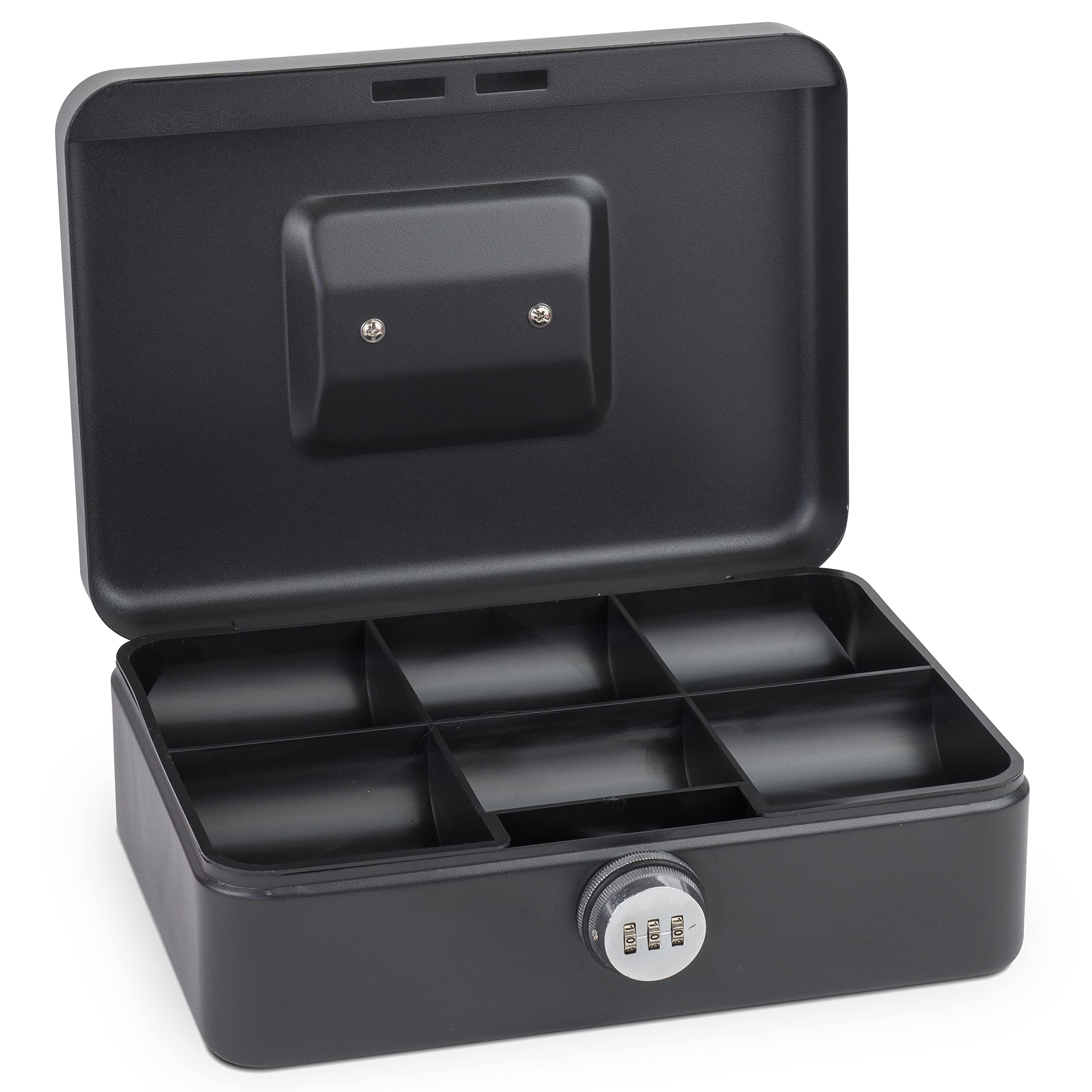 SAX Cash Box with Combination Lock, Extra Strong Lock, 25 x 18 x 9 cm, Large, Black Safety Cash Box — image 1