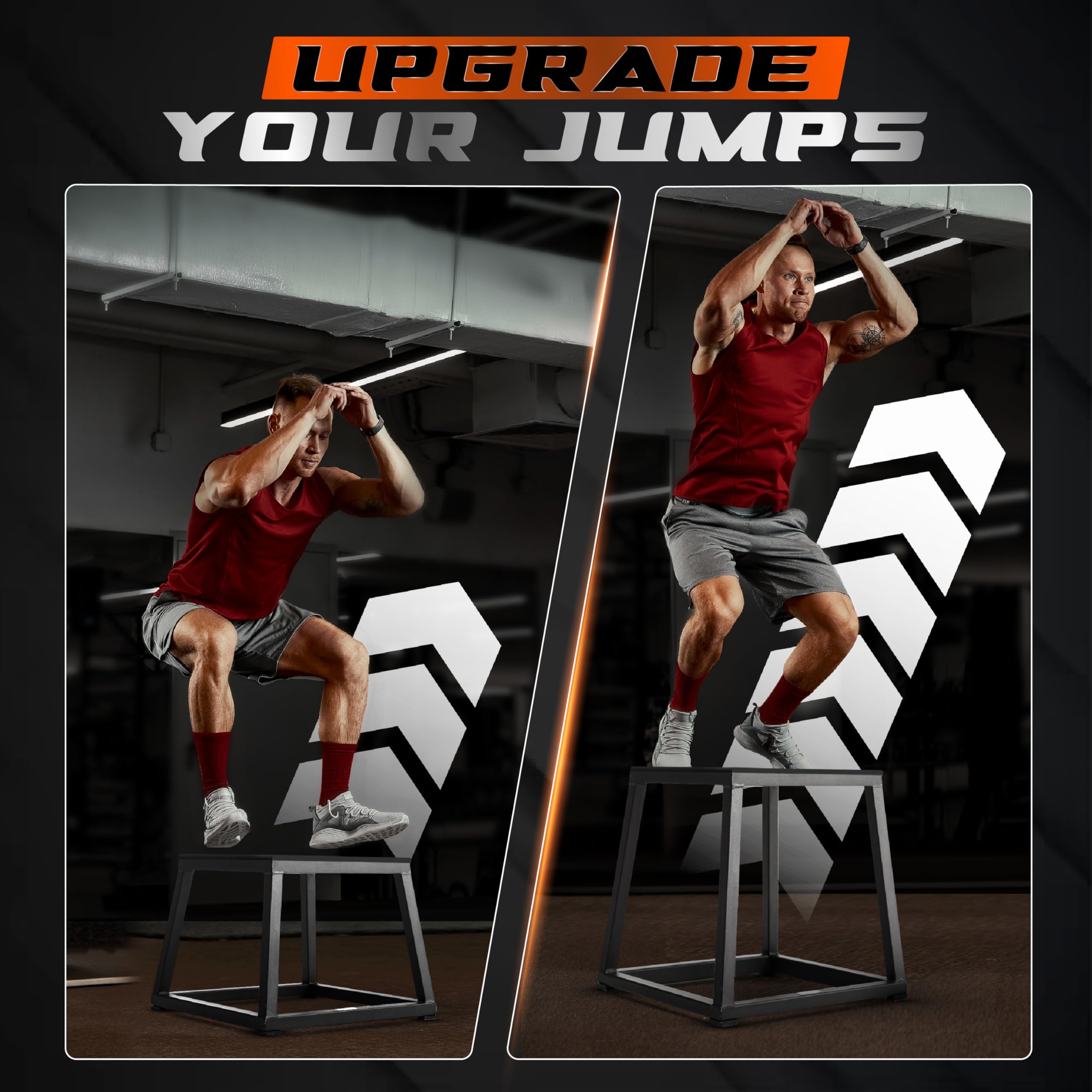 Yes4All Metal Plyometric Box with 550lbs Capacity, Pre-Assembled, Plyo Jump Platform, Step Up Box for Workout Home Gym