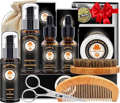 XIKEZAN Beard Grooming Kit for Men with Wash, Conditioner, Oil Duo