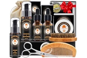 XIKEZAN Beard Kit for Men Care w/Beard Conditioner, Wash, Oil, Balm, Brush, Comb,Birthday Fathers Valentines Gifts for Men Him Dad Husband Boyfriend Christmas Gifts Mens Stocking Stuffers