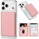 TUCCH for Magsafe Wallet, 6 Card Holders with [ID Window] [RFID Blocking] for iPhone 17/16/15/14/13/12/Pro/Pro Max/Air/Plus Series, PU Leather Magnetic Card Wallet for Men Women, Rose Gold