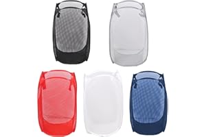 Swpeet 2 Pack 14.7"×14.7"×22.83" Red Mesh Popup Hamper with Carry Handles, Dirty Clothes Basket, Foldable Lightweight Basket 