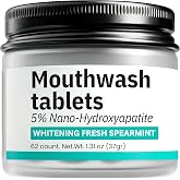 Mouthwash Tablets with Nano-Hydroxyapatite, Alcohol &amp; Fluoride Free Natural Oral Care, Whitening Mouth Wash Tabs for Dry Mouth &amp; Bad Breath. Travel-Friendly, Eco &amp; SLS-Free