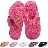 GOEWY Fuzzy Open Toe Slippers for Women Indoor and Outdoor with Memory Foam Cozy Cross Band Women's Slipper Cute Soft House Shoes Slip On Gifts for Womens Mom Her Ladies Bridesmaid