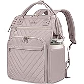 VANKEAN 17 Inch Laptop Backpack for Women Men Fashion Computer Work Bag, Large Capacity Waterproof Backpack with USB Port & RFID Pockets, College Daypack Business Travel Backpack, Light Dusty Pink