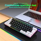Snpurdiri 60% Gaming Keyboard UK Layout RGB Detachable USB-C Black White view 7